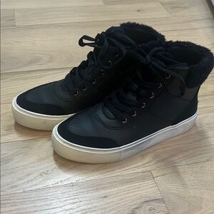 UGG Black High-Top Sneakers with Fuzzy Texture